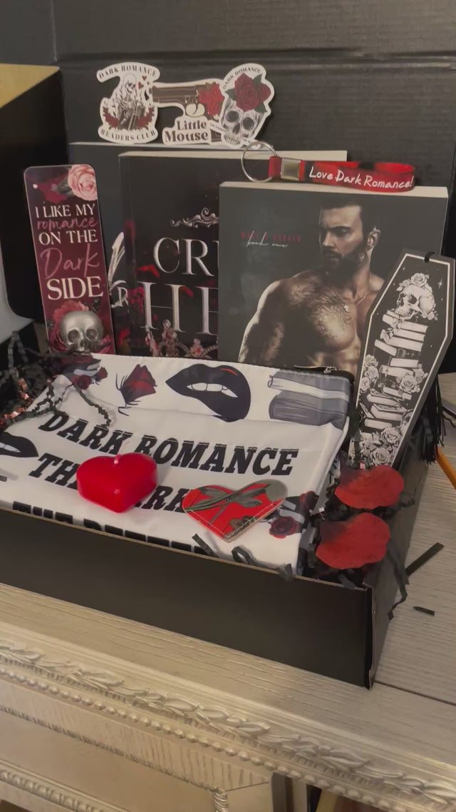 6) Dark Romance Variety Box includes books, bookish gear, accessories, candles, and more! Options at checkout. *you may let us know authors/books you've already read via checkout notes.