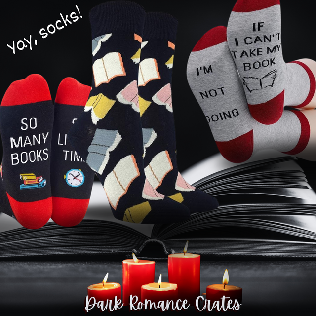 Gift Add-On: Bookish Socks! Receive a random selection of bookish socks added to your dark romance crate.